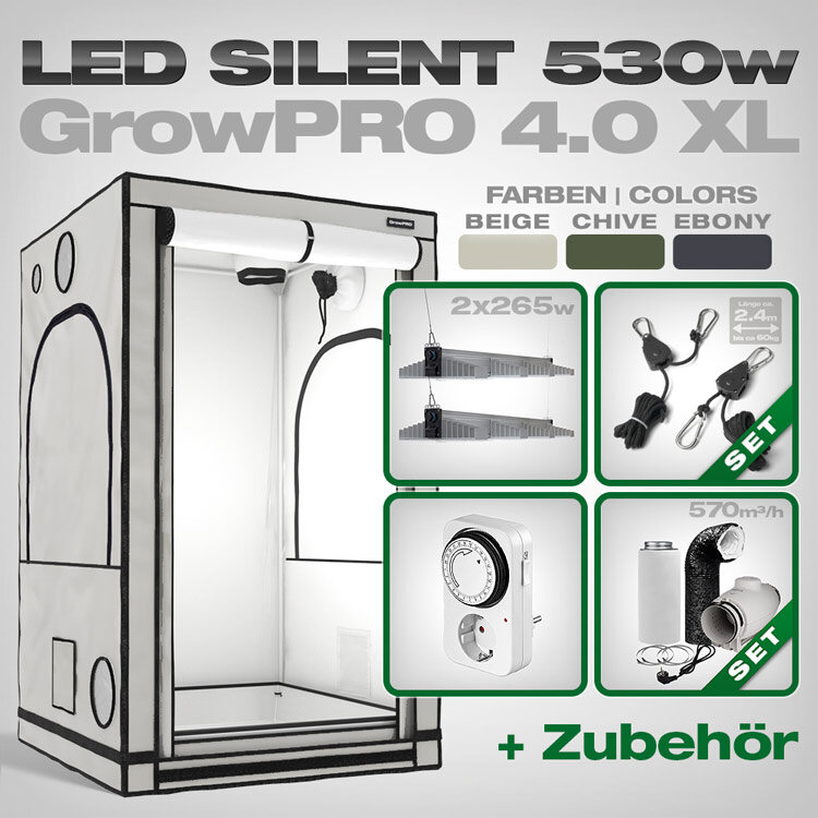 Grow Tent Complete Kit LED GrowPRO 4.0 XL + 2x EVO 4-120 1.5 – Growmart